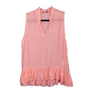 Cristinaeffe Milano Dinan Silk Blend A-line Blouse Sheer Pink Ruffle Top Large